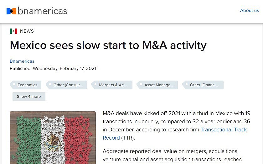 Mexico sees slow start to M&A activity
